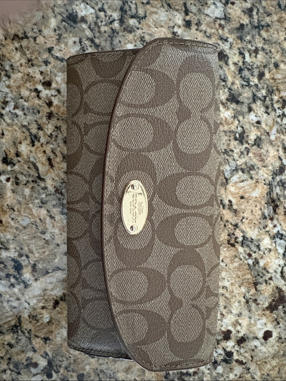 Coach Brown Signature Monogram Flap Clutch NWOT